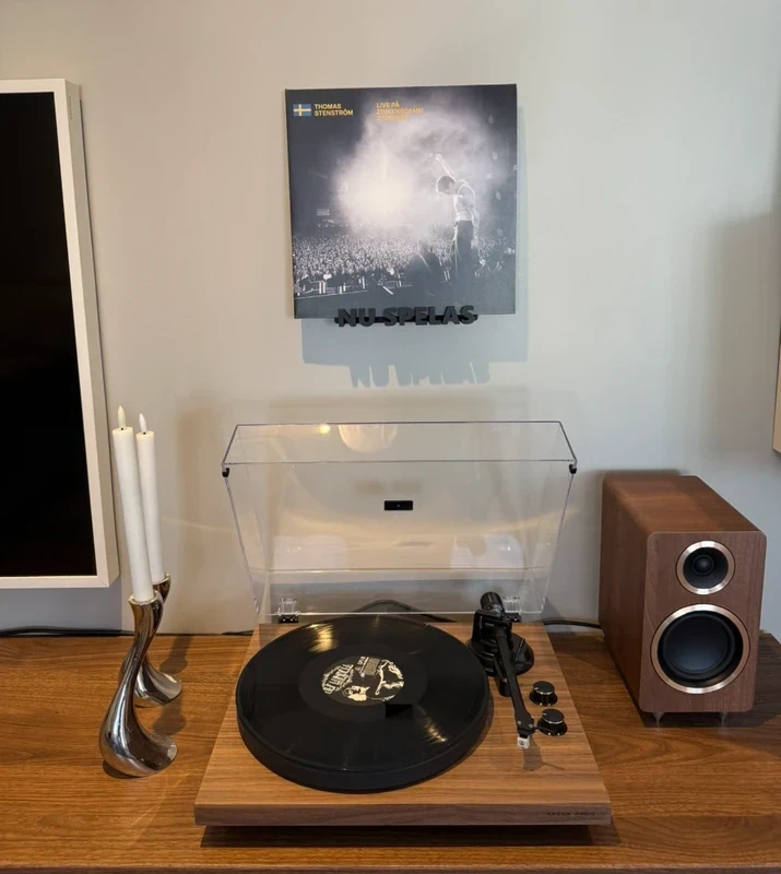 Svart vägghållare för vinylskivor